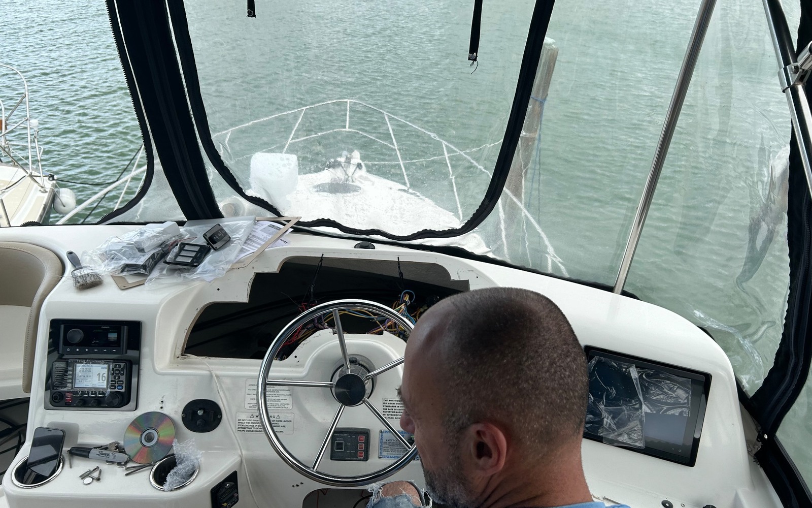 Open helm ready for marine electronics installation