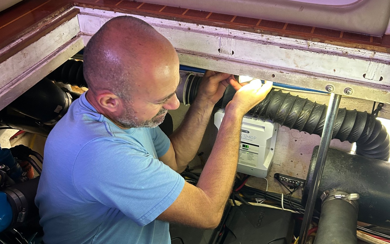 Marine electrical troubleshooting and fault isolation in progress